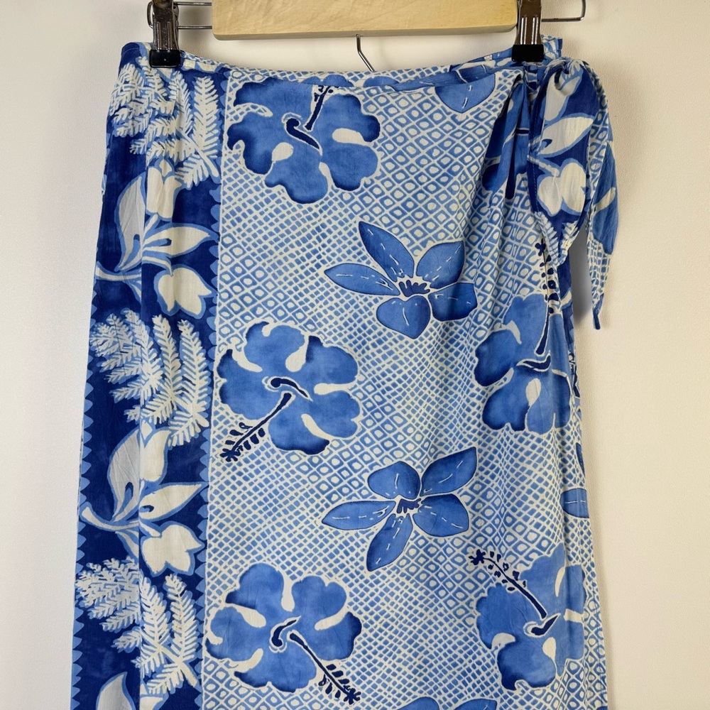 Jams World Tahiti Sarong Skirt Small W812-TAHI Blue Floral Rayon Wrap Hawaii - Picture 2 of 12